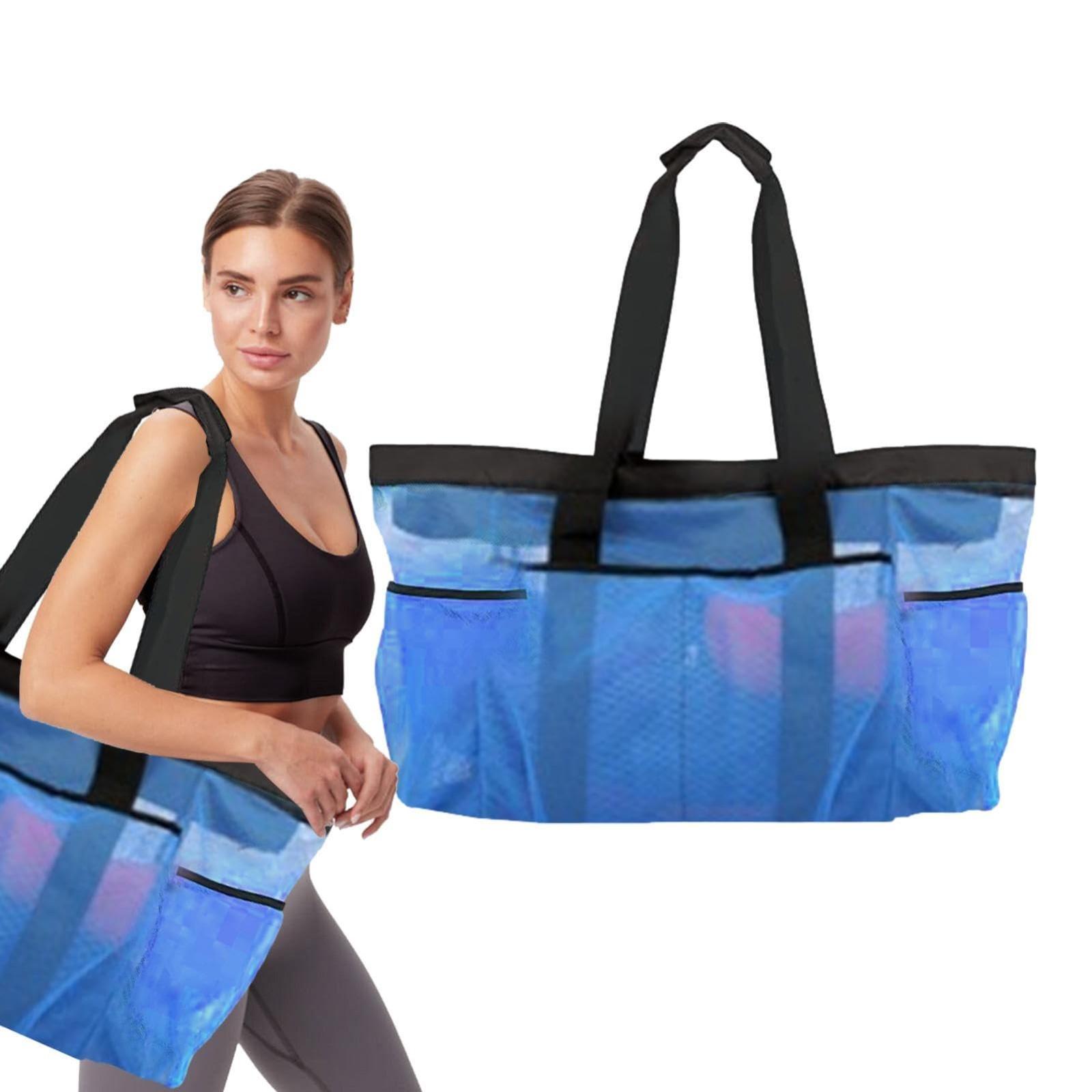 

Large Capacity Mesh Beach Tote Bag Multiple Pockets Durable Lightweight Carrying Handles Spacious Storage Organizer for Outdoor Use One Size