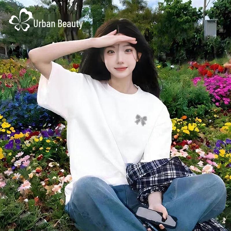 

Women s Cotton Loose Fit Short Sleeve T-Shirt with Butterfly Print M