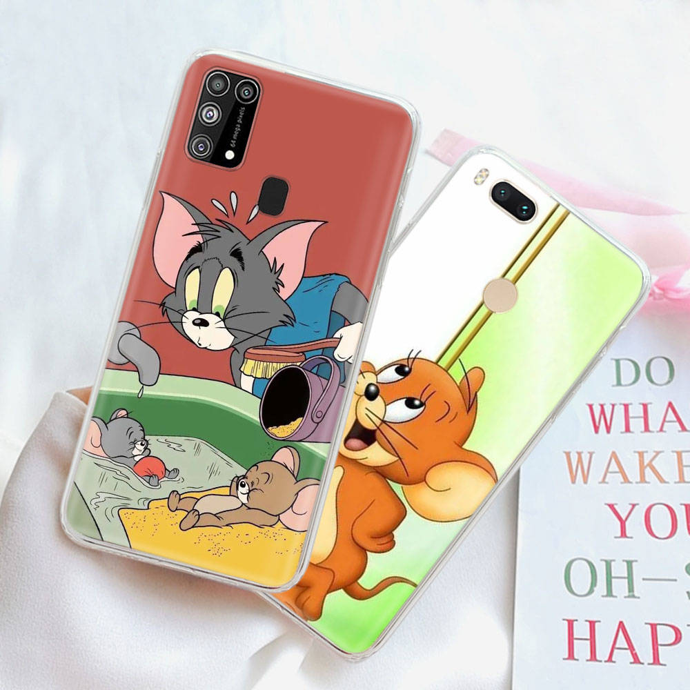 Transparente Hülle für Samsung A04 A14 A23 A34 A54 M23 M33 M52 M53 Realme Narzo 50 50I 50a Prime C35 C55 C30S 10 9 Pro T-91 Tom und Jerry