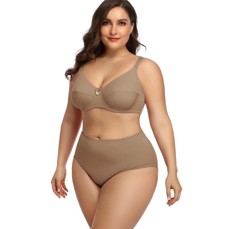 European and American Plus Size Bra Set Ultra-thin Sexy Underwear Comfortable Breathable Large Cup Smooth Bra