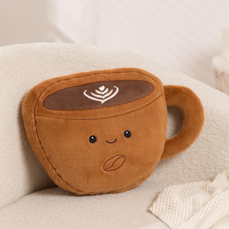 Süßes Kaffee-Plüschkissen Gefüllte Kaffeebohnentasse Weiße Tasse Trinkkissen Sofa Stuhl Dekor Mann Frau Geschenk 40cm