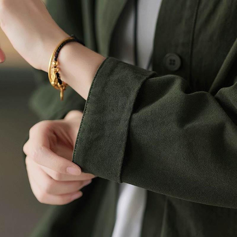 Coat for Women Cotton Casual Oversize Vintage Solid Color Large Pocket Single Breasted Loose Casual Top Jacket