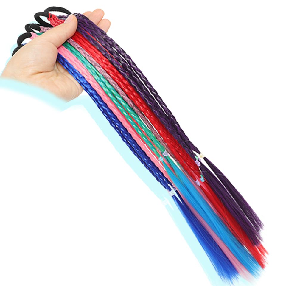 Koupím Syntetickou Paruku Barevný Gradient Cop Malá Holčička Pletené Lano Vysokoteplotní Hedvábí Ručně tkaná Čelenka Dětská Paruka