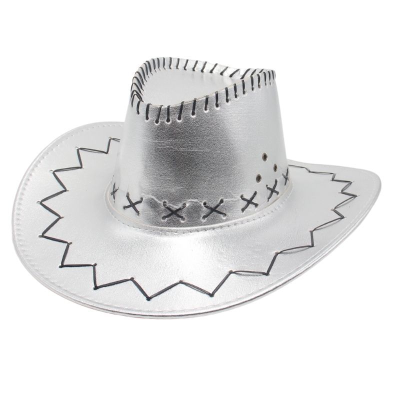 Party Dress Up Top Hat Bright Gold Silver Western Cowboy Hat Short Video Wear Jazz Performance Stage Hat