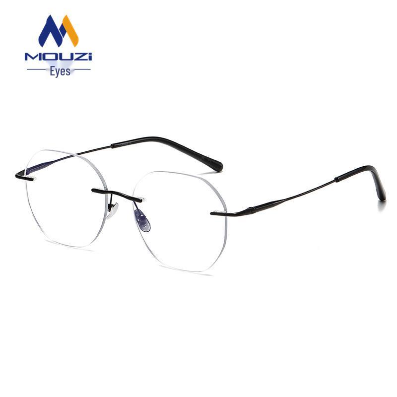 Stylish Rimless Pure Titanium Eyeglass Frames: Unisex Anti-Blue Light Slim Frames