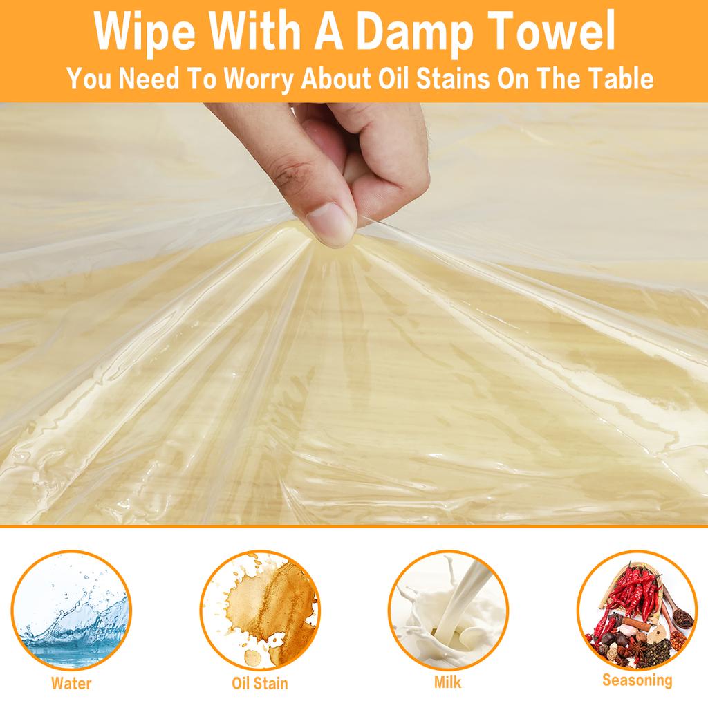 Round Tablecloth Elastic Transparent PVC Waterproof Oil-Proof Table Protector Cover Home Fitted Dinning Table Covers 3 Size