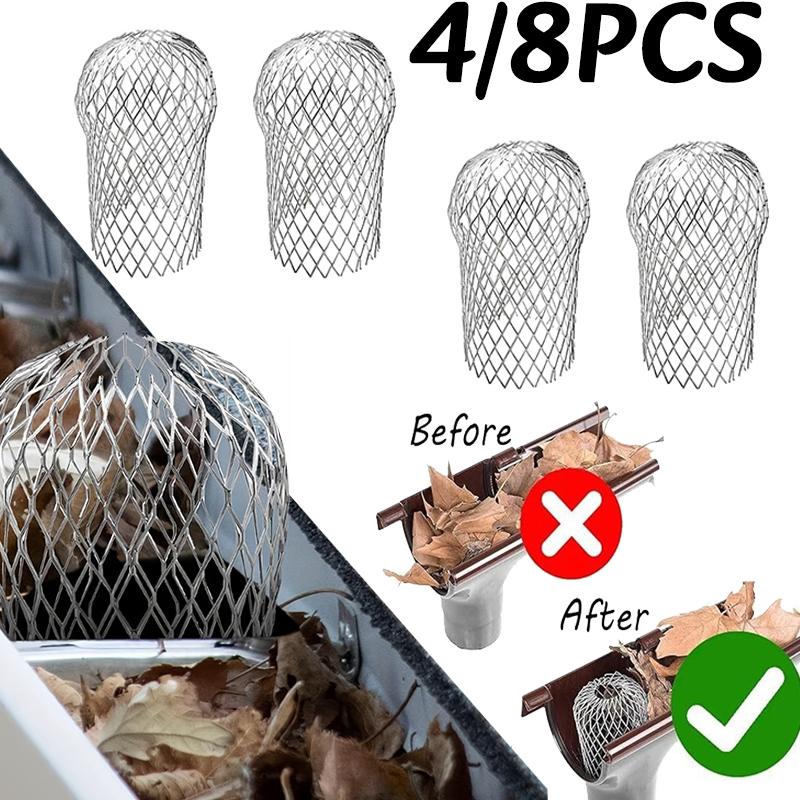4/8PC Gutters Filter Mesh Expand Aluminum Leaf Debris Mud Trap Guard Drain Net Silver Anti-Blocking Filter Foldable Screen