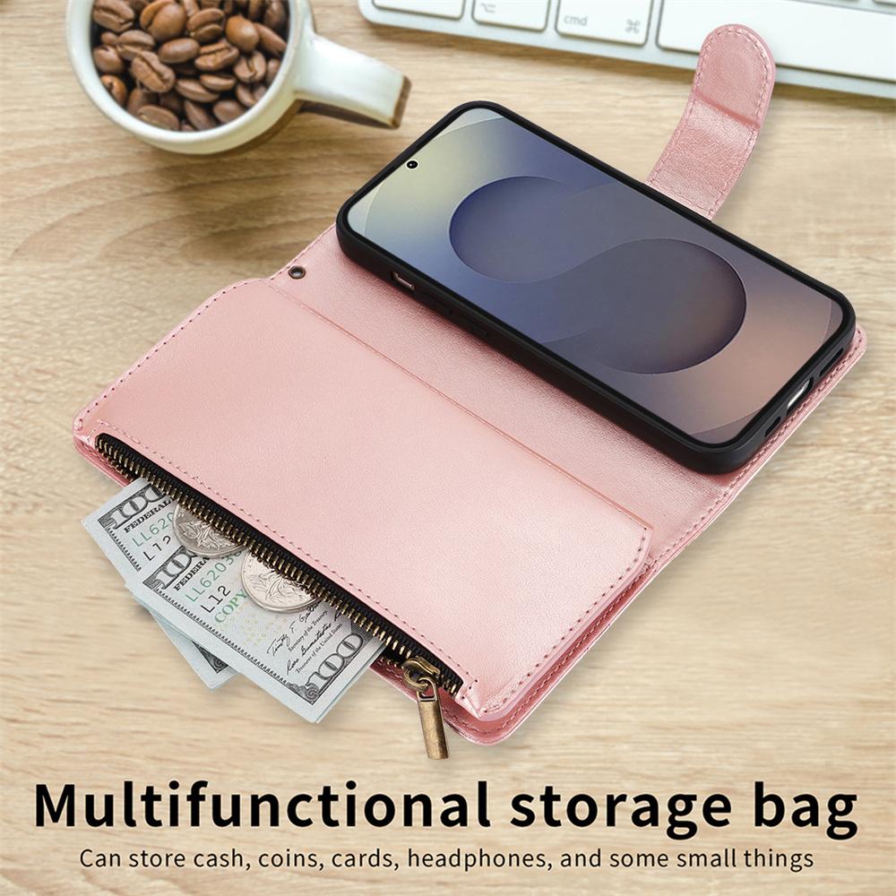 Wrist Strap Zipper Cards Solt Wallet Leather Phone Case for Samsung Galaxy S26 S25 Ultra S24 S23 Plus A57 A37 A17 A07 A56 Cover