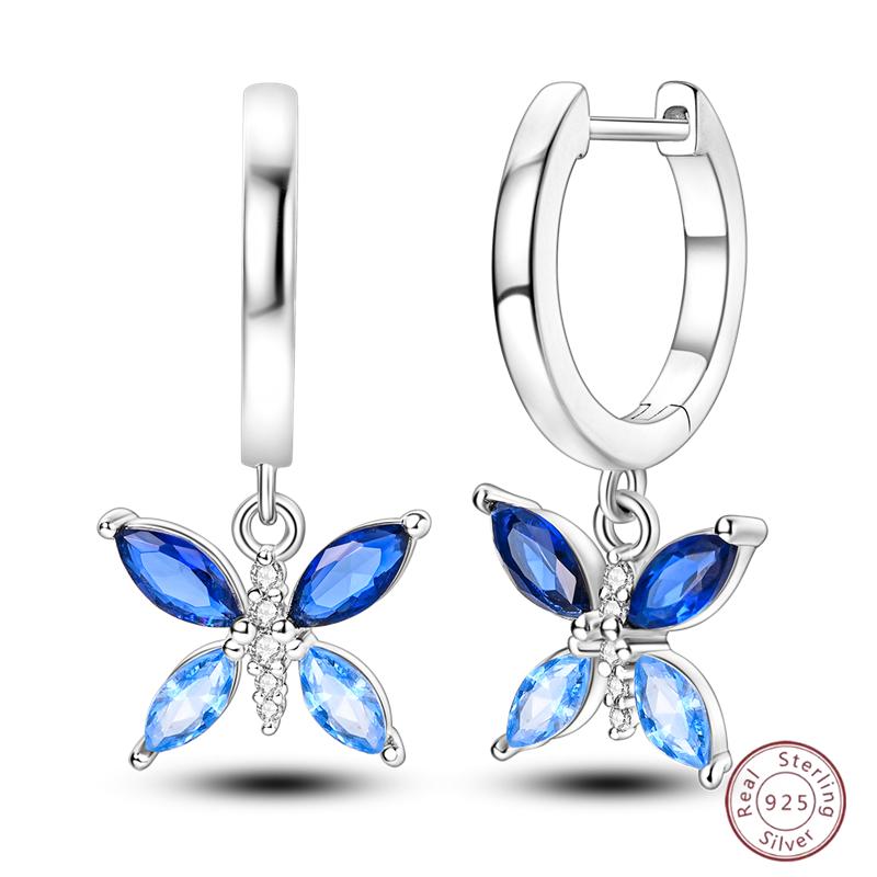 Sweet 925 Silver Ladybug Butterfly Dragonfly Iris Flower Design Earrings Fit Wedding Parties Exquisite Jewelry