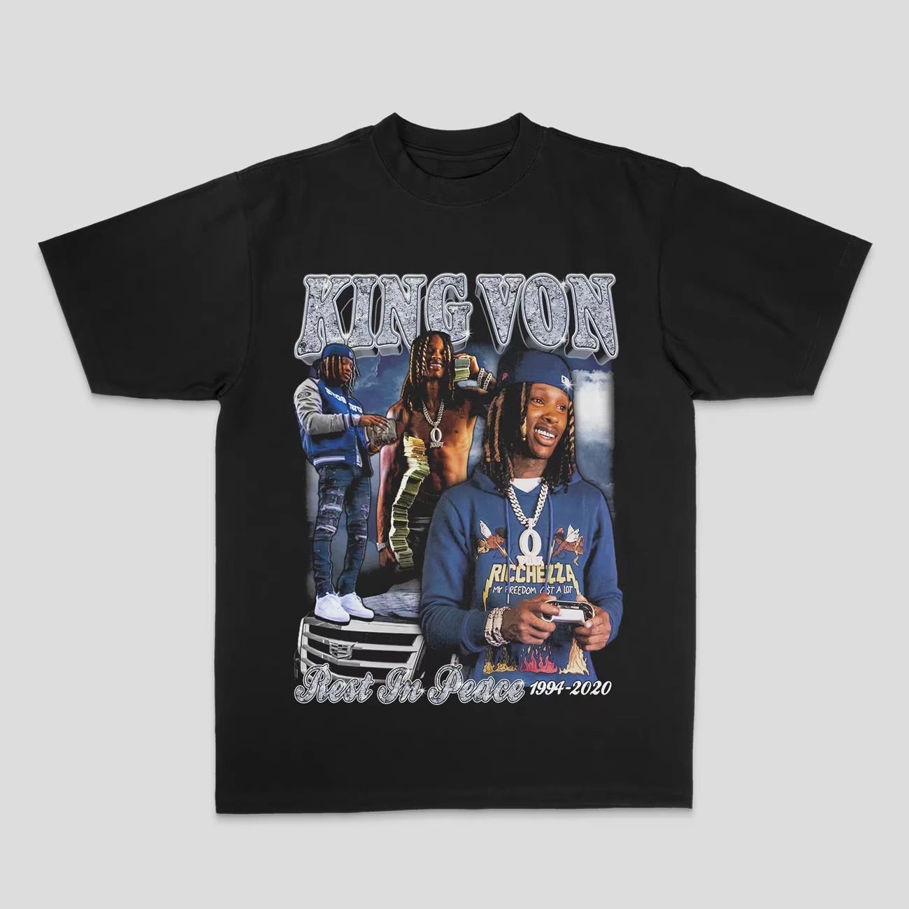 ZheXiong TEE Europese en Amerikaanse King Von hiphop rock rap top high street sportief casual losse heren T-shirt grafische t-shirts L