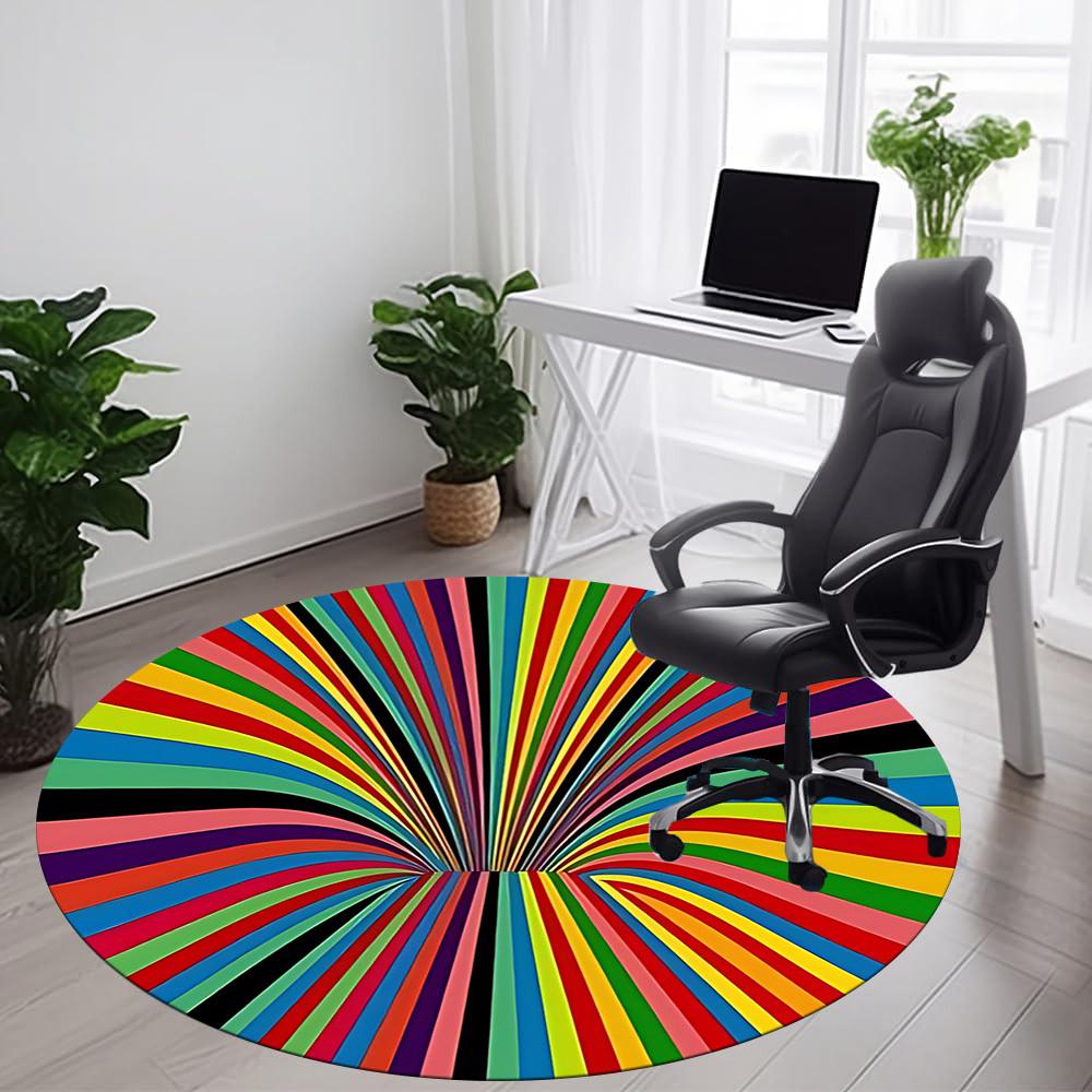 1pc Color Wheel Office Round Area Rug, Indoor Mat Suitable ForOffice, Under Office Chairs Bedroom Living Room Home Decor T153