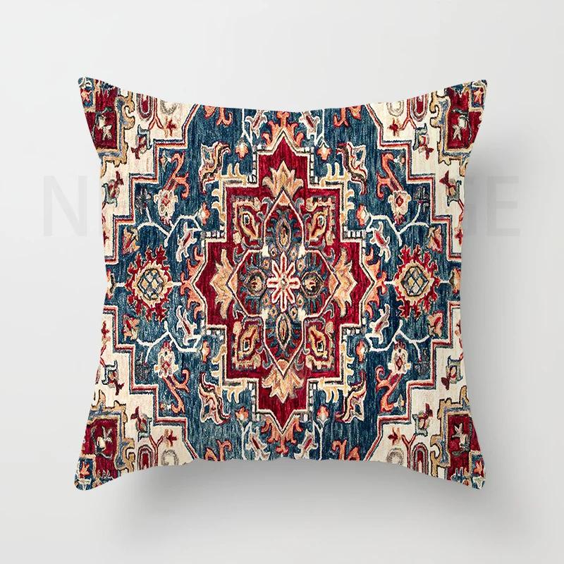 Red Moroccan Ethnic Style Short Plush Pillowcase Sofa Cushion Cover Home Decoration Can Be Customized for You 40x40 50x50 60x60