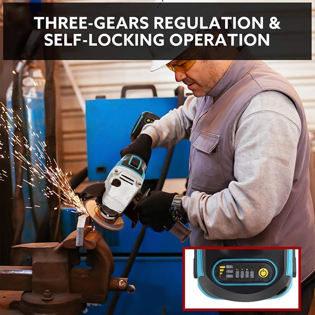 2 In 1 3 Gears Cordless Angle Grinder Electric Chainsaw Brushless 588VF 11.5 inch Power Tool for  18v battery