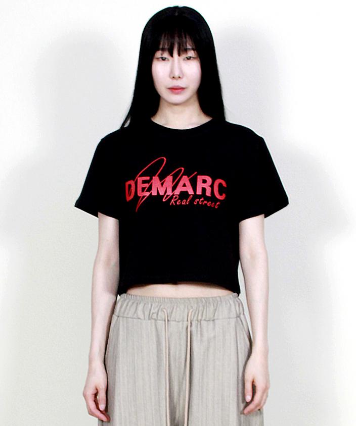 Deumakeu Logo Graphic Crop Short Sleeve T-Shirt Black