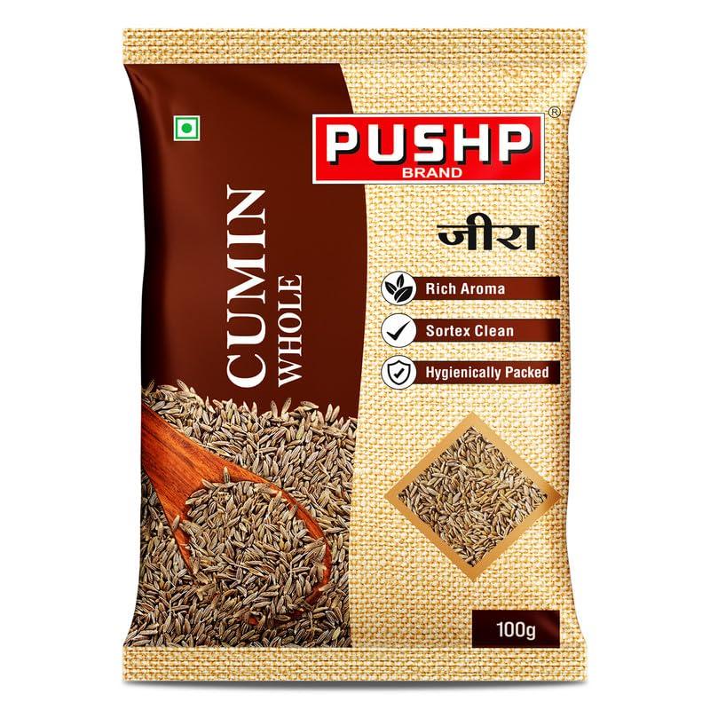 Pushp Whole Cumin Seeds Premium Quality Jeera For Authentic Indian Cooking Aromatic Flavorful Seasoning 100g Pack Of 1