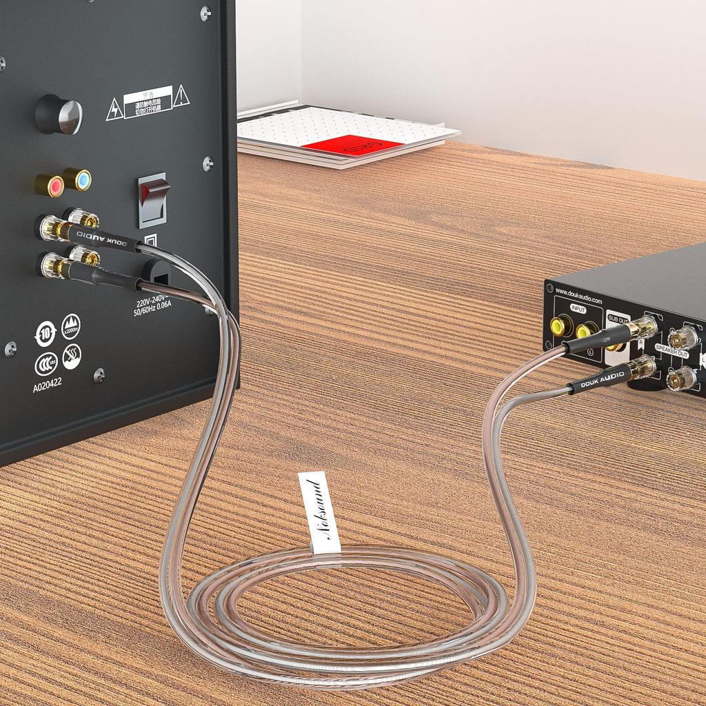 Nobsound 14AWG OFC Speaker Cable with Gold-Plated Banana Plugs, High Conductivity Design, Heat-Resistant for Home Theater and Audiophiles