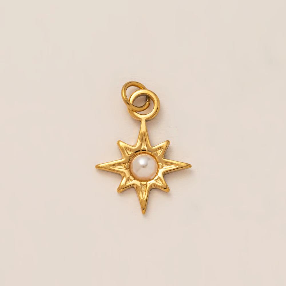 Yori 3Pcs Star Moon Rainbow Sun Pendant Stainless Steel Plated with 18K Gold for Jewelry Making Supplies DIY Necklace
