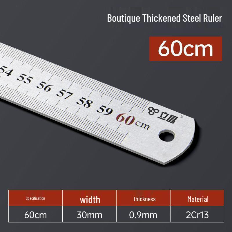 Stainless Steel Ruler - Available in 15/20/30/50cm and 1 Meter, Thickened Plate Straight Scale Ruler