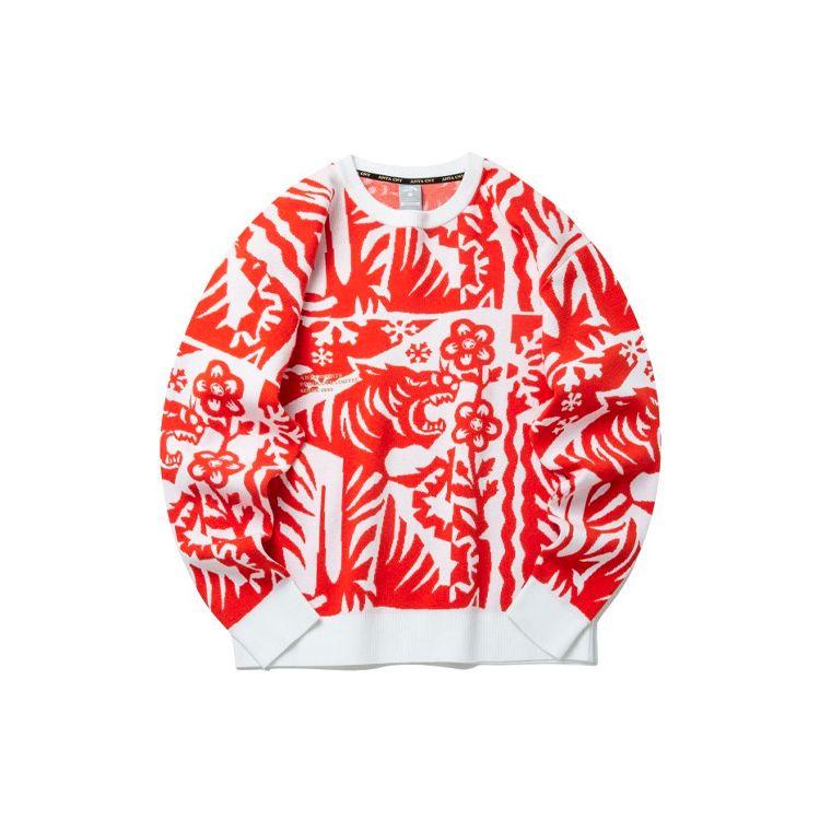 

Anta Life Series Новогодний вязаный свитер с мотивом тигра Мужские топы Красный 152218733-1 XL