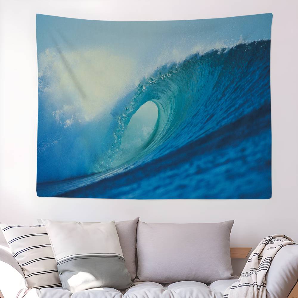 Blue Ocean Wave Hanging Bohemian Tapestry Japanese Wall Tapestry Anime Kawaii Room Decor