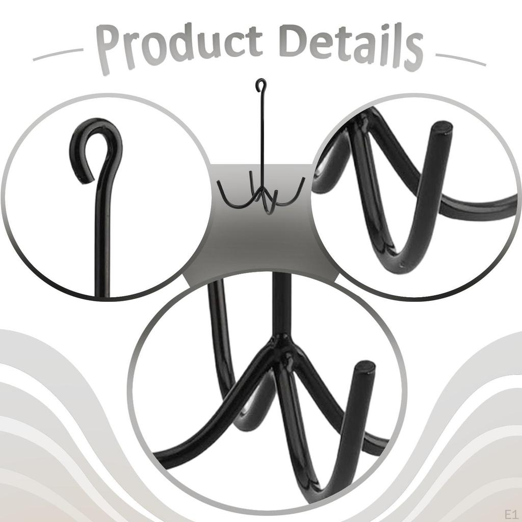 Black Metal Harness Hook for Hanging Reins, Sturdy And Easy to Install. Four-Branch Organizer