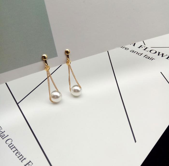 

Серьги с имитацией жемчуга длинные простые для женщин без пирсинга