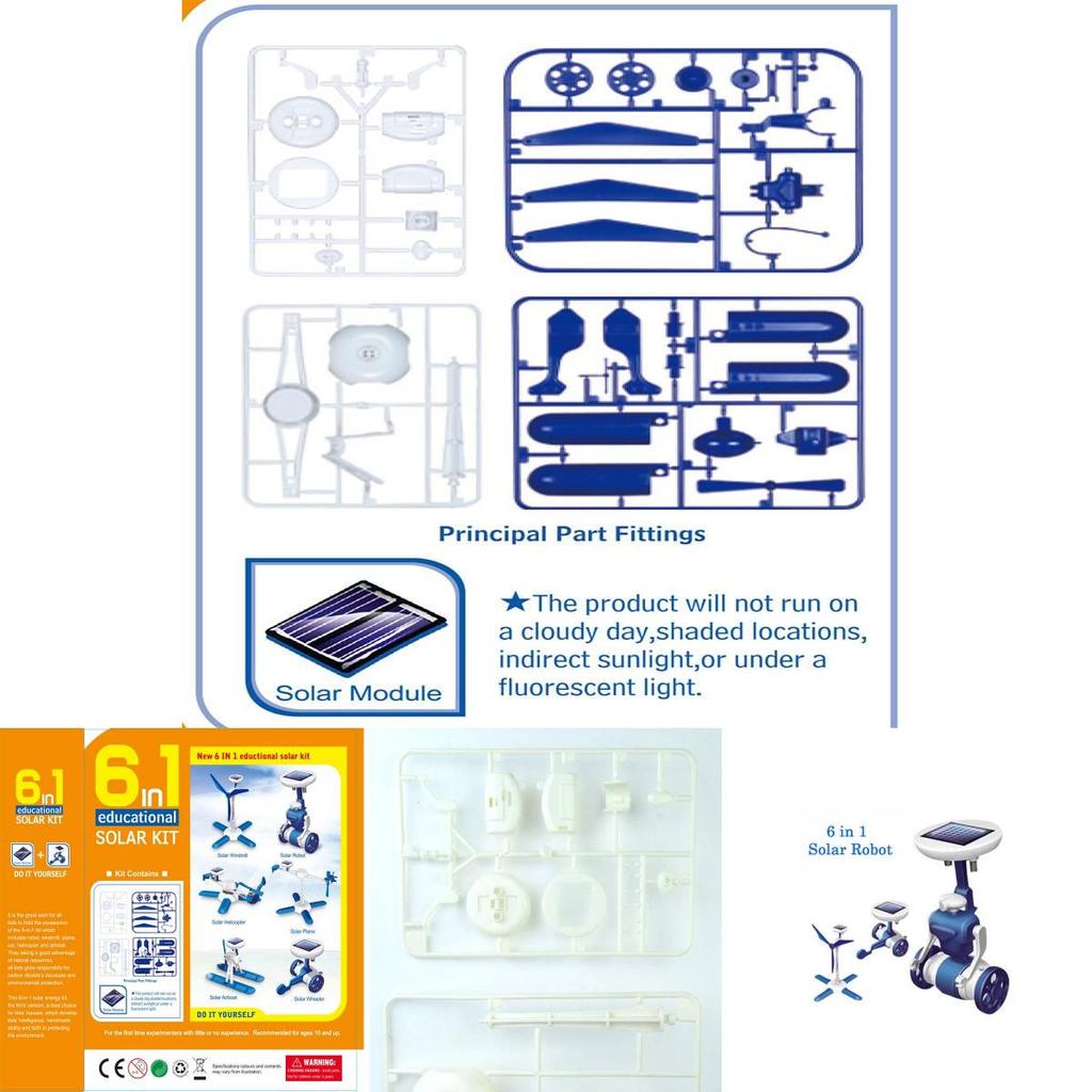 Solar Powered 6in1 Diy Assembly Educational Toy For Kids Stem Learning