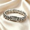 S925 Sterling Silber Old Money Stil Poliertes Kubanisches Gliedarmband Florales Graviertes Armband Anlaufgeschützt Minimalistisches Punk Armband