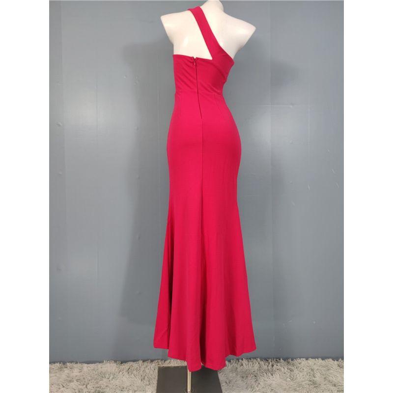 Export Single Fashion Adult Lady like Woman Lu Family New Arrival Banquet Stylish High Quality Diagonal Collar off-Shoulder Elegant Dress Female