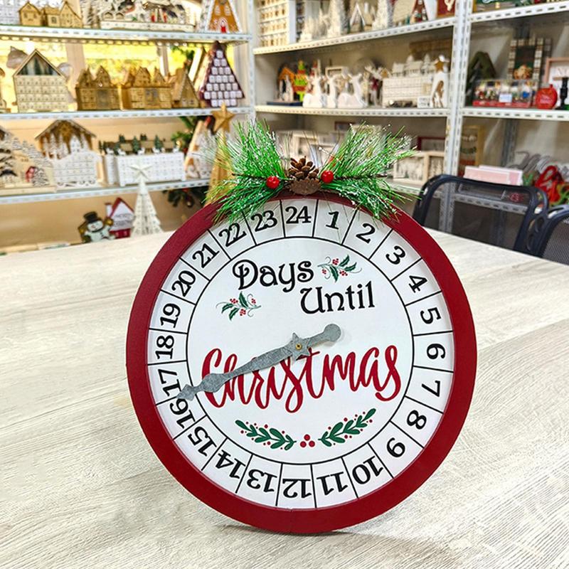 

Round Wooden Christmas Advent Calendar Wooden Advent Calendar Decor Signs Decoration Tool With Galvanized Hands For Bedroom Work 26x3.8x27cm