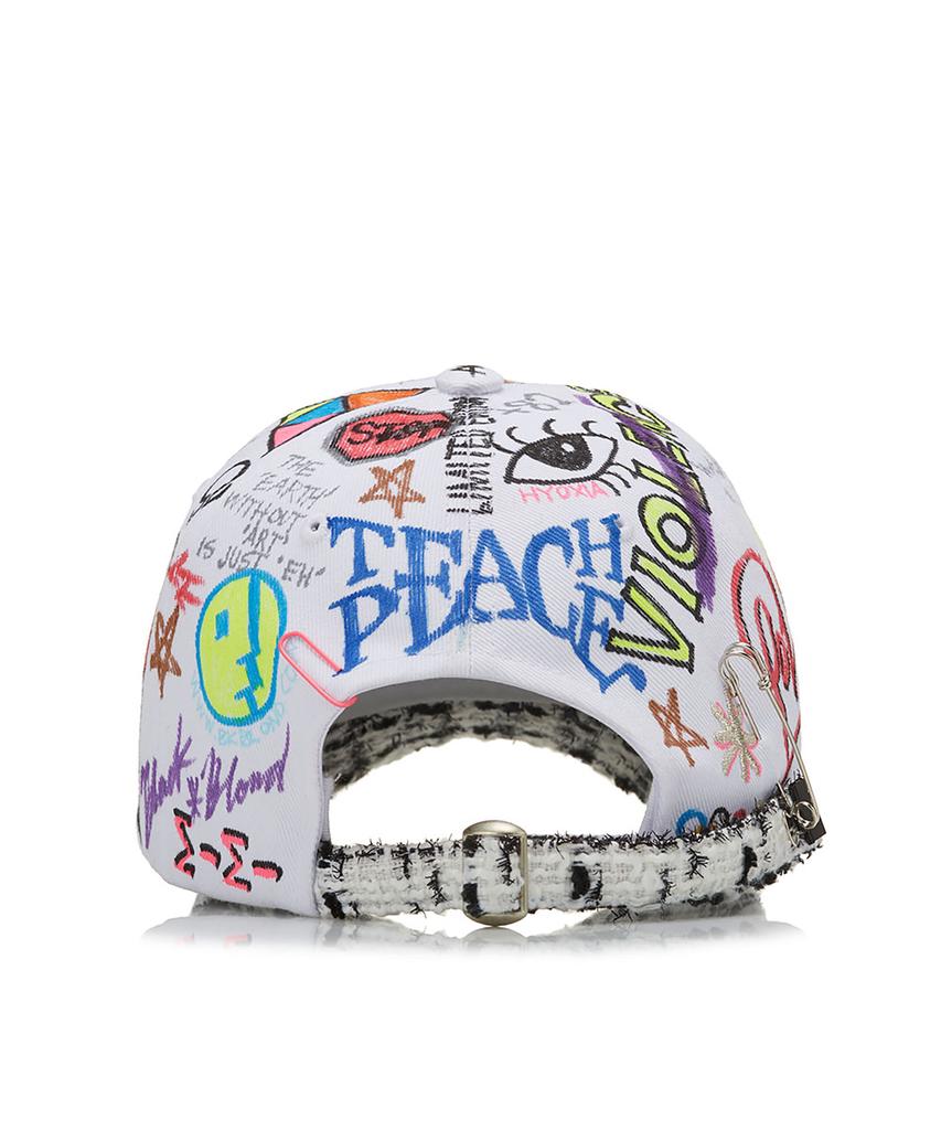 BLACKBLOND Vividi Tweed Cap Homage Graffiti Version (White)