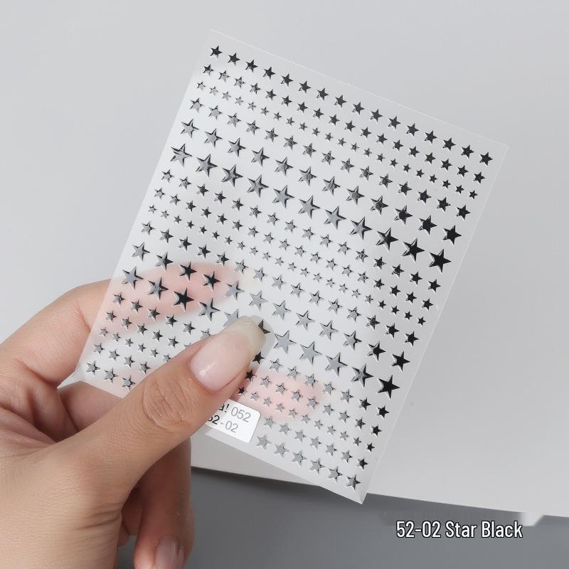 Aha Dreamy Starburst Nail Stickers - Gold, Silver, Black & White Japanese Crescent Stars