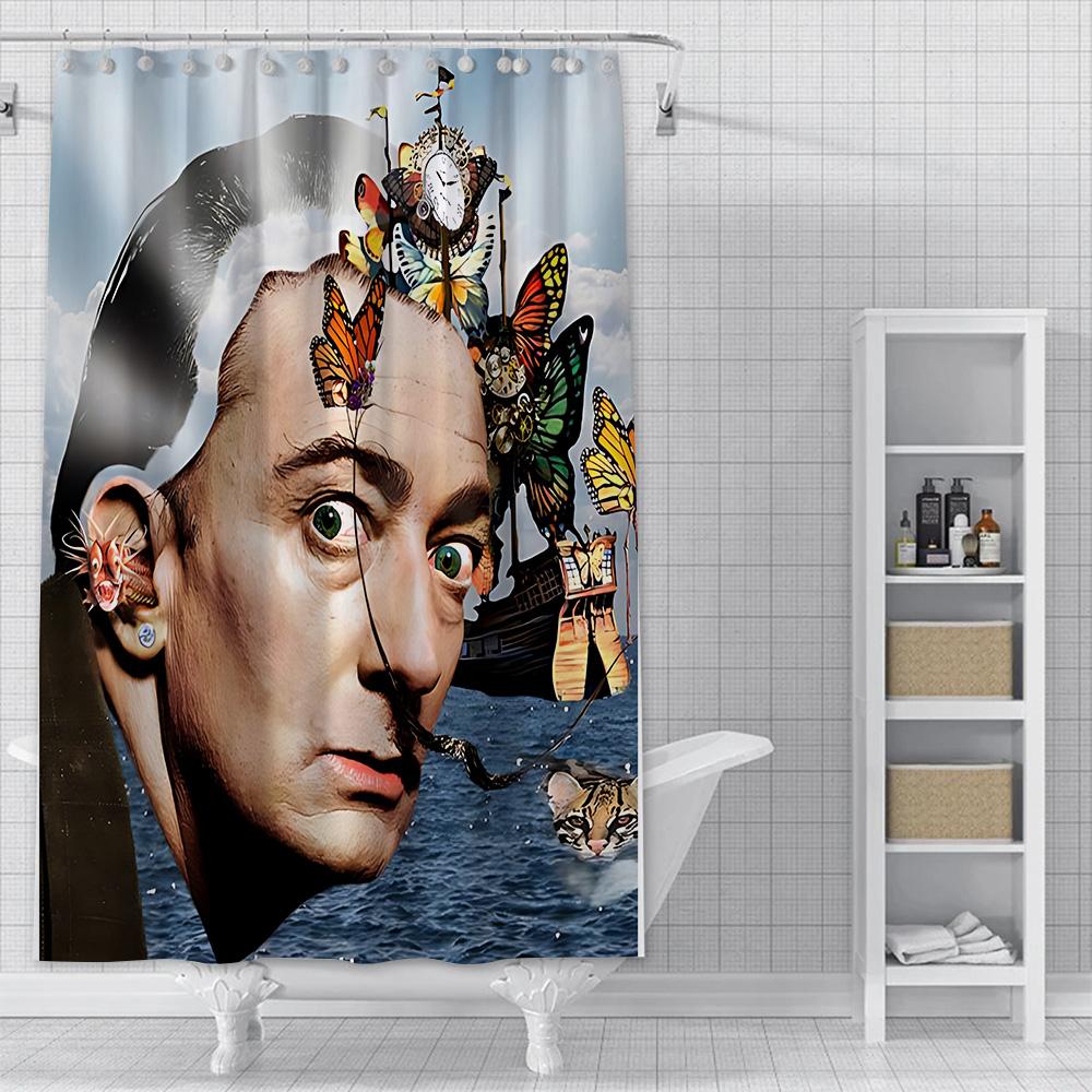 Salvador Dali Contemporary Pop Realism Painting Shower Curtain Waterproof Polyester Fabric Bath Curtains Bathroom Decor Curtain