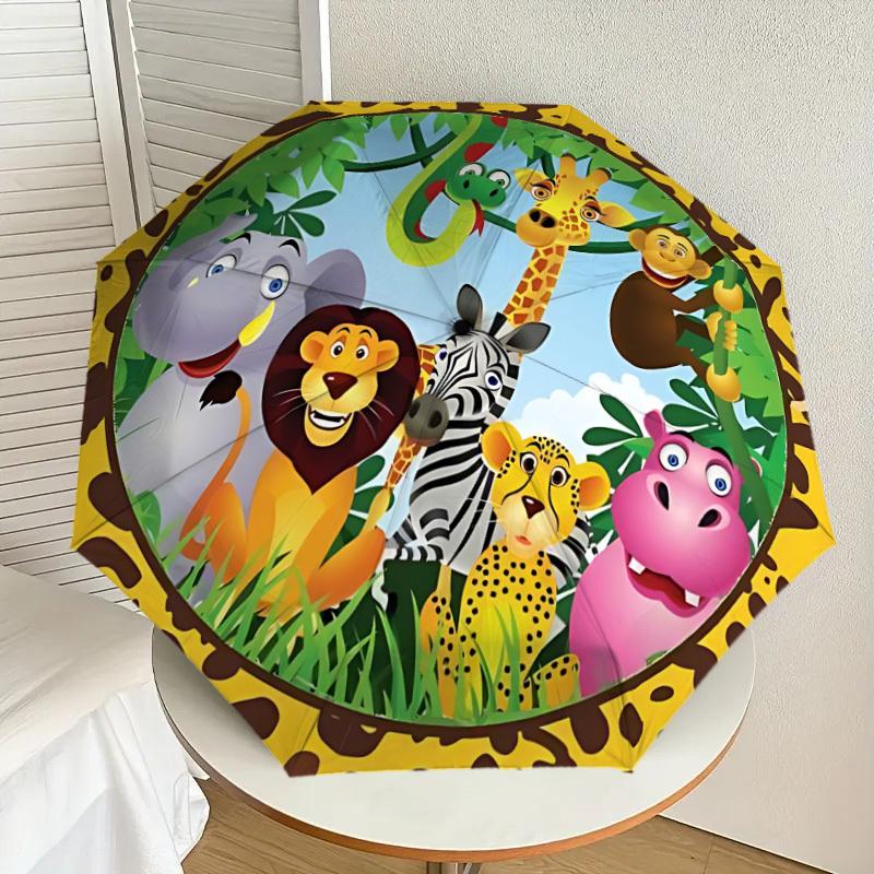 1pc Safari Animals Automatic Folding Umbrella, Heavy-Duty 8-Rib Construction, Perfect for Everyday Yy251114149