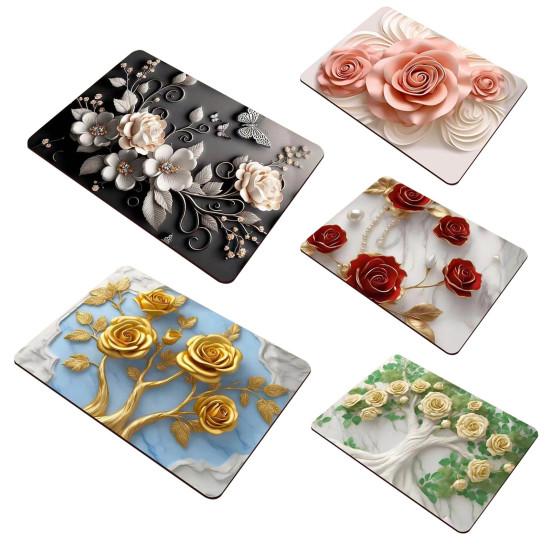 3D Floral Placemat Diatomaceous Earth Absorbent Flower Placemat Non-slip Decorative Heat Insulation Mat for Dining Table Home Decor