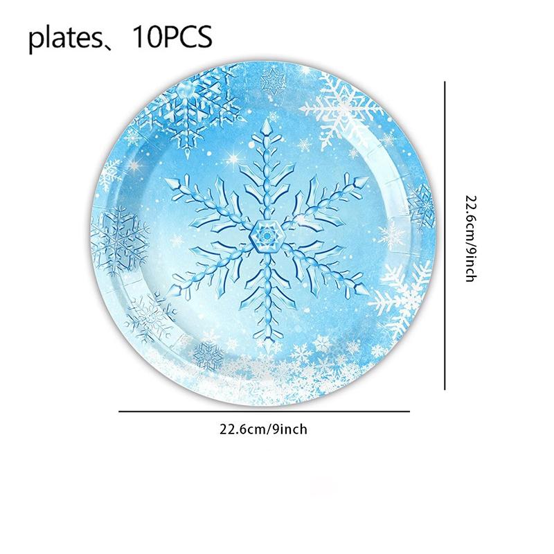 Frozen Birthday Party Supplies Disposable Tableware Winter Snowflake Paper Plates Napkins Cups for Baby Shower Christmas Decor