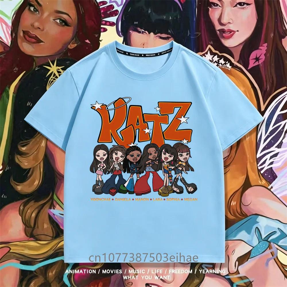 Comfort Breathable KATSEYE Girls Graphic Tee Korean Pop Team Lettering Member Photo Summer Daily Home Outdoor Casual Wear Top
