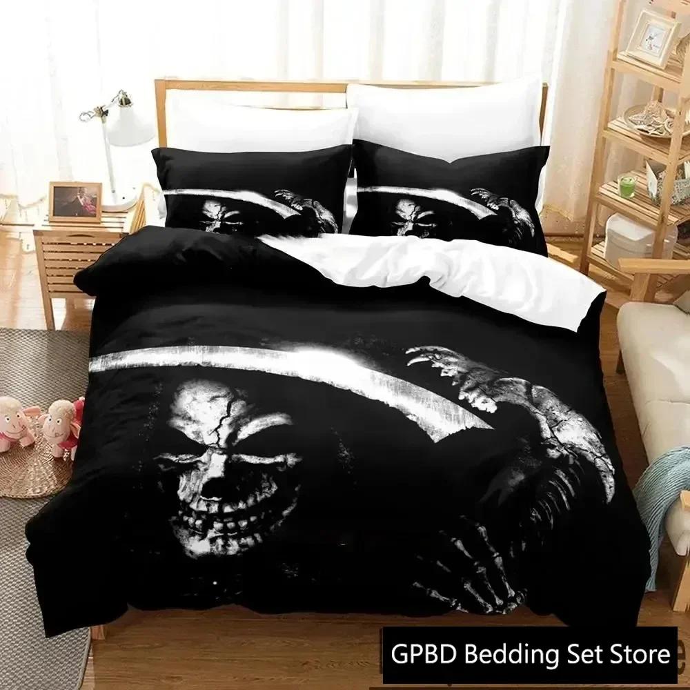 Luxury New 3D Print Dark Grim Reaper  Bedding Set Boys Girls Twin Queen King Size Duvet Cover Bed Boys Adult Home Textileextile