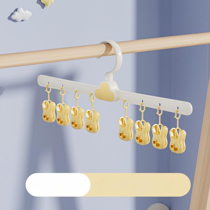 Hat Hanger Clips Multi-purpose Space-saving Sock Clip Organizer with 8 Clips for Baby Children's Clothes Wardrobe Clothes Hanger