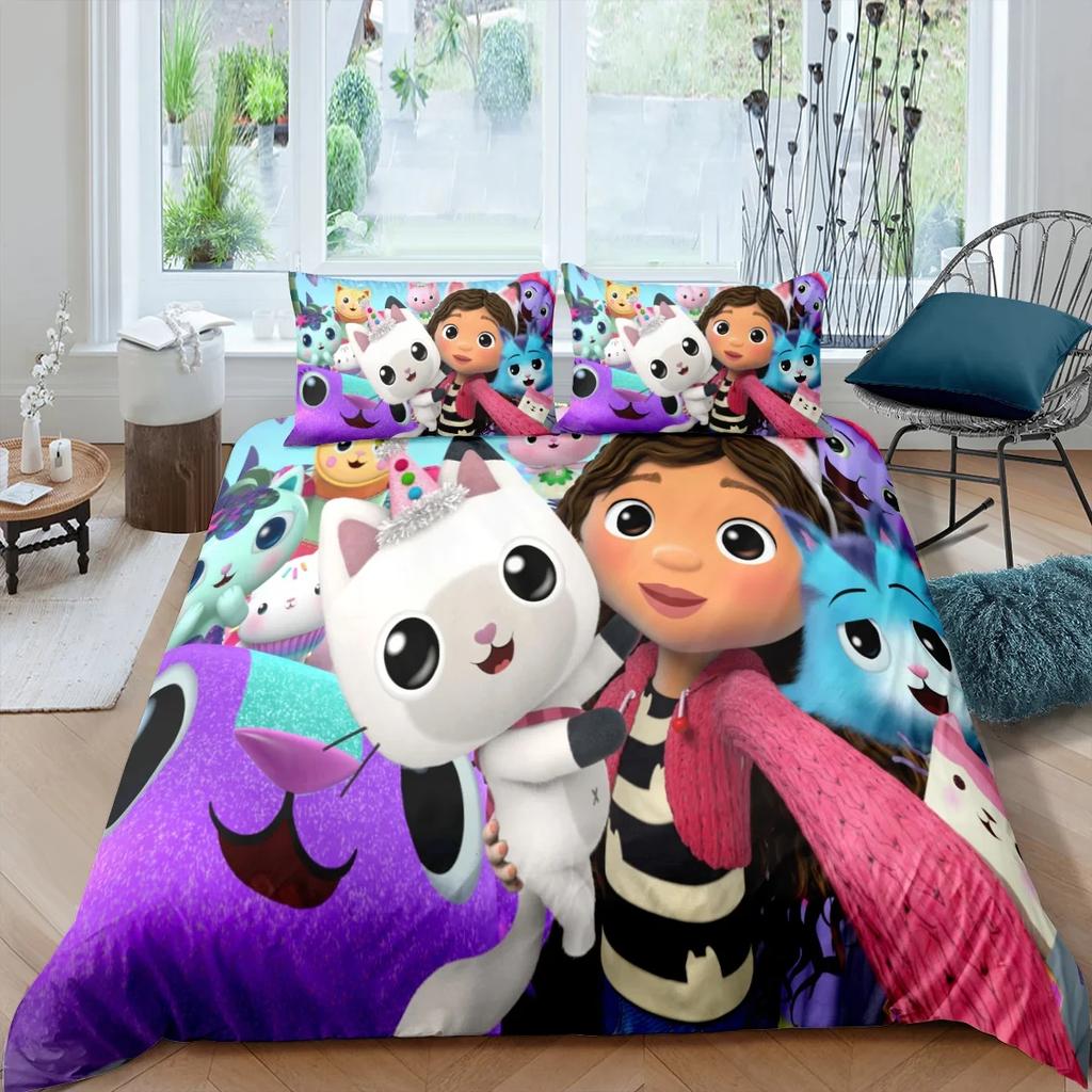3D Printed Duvet Case Pillowcase Bedding Set Twin Full King for Kids Adults Bedroom Gabbys Doll House