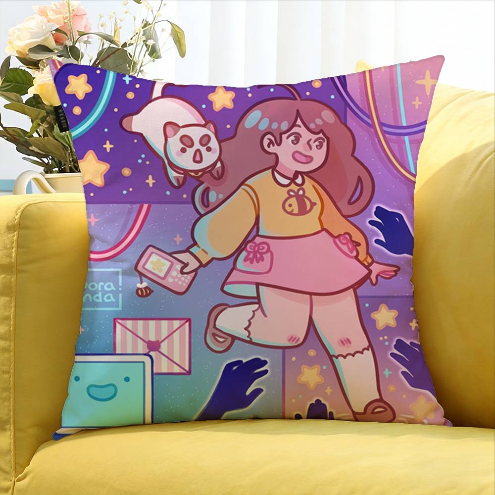 Bee And Puppycat Cartoon Style Badge Various Sizes Square Pillow Case For Car Home Bedchamber Decor
