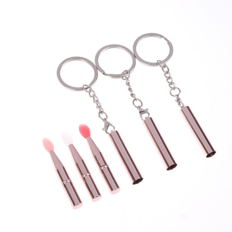 1Pcs Multifunctional Silicone Lip Brush Portable With Cover Keychain Dustproof Lipstick Lipstick Brush Eye Shadow Brush