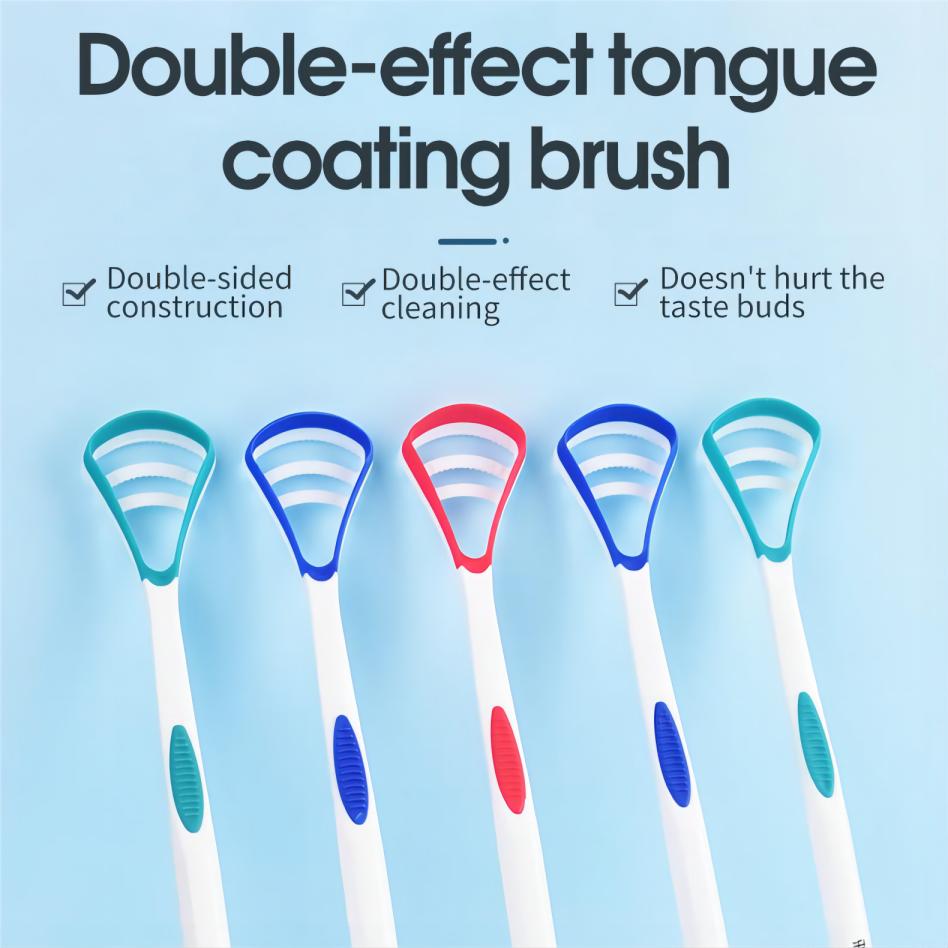 Detergente per spazzole raschietto per lingua a doppio lato di Y-Kelin, alito rinfrescante con manico antiscivolo (Confezione da 3 colori)
