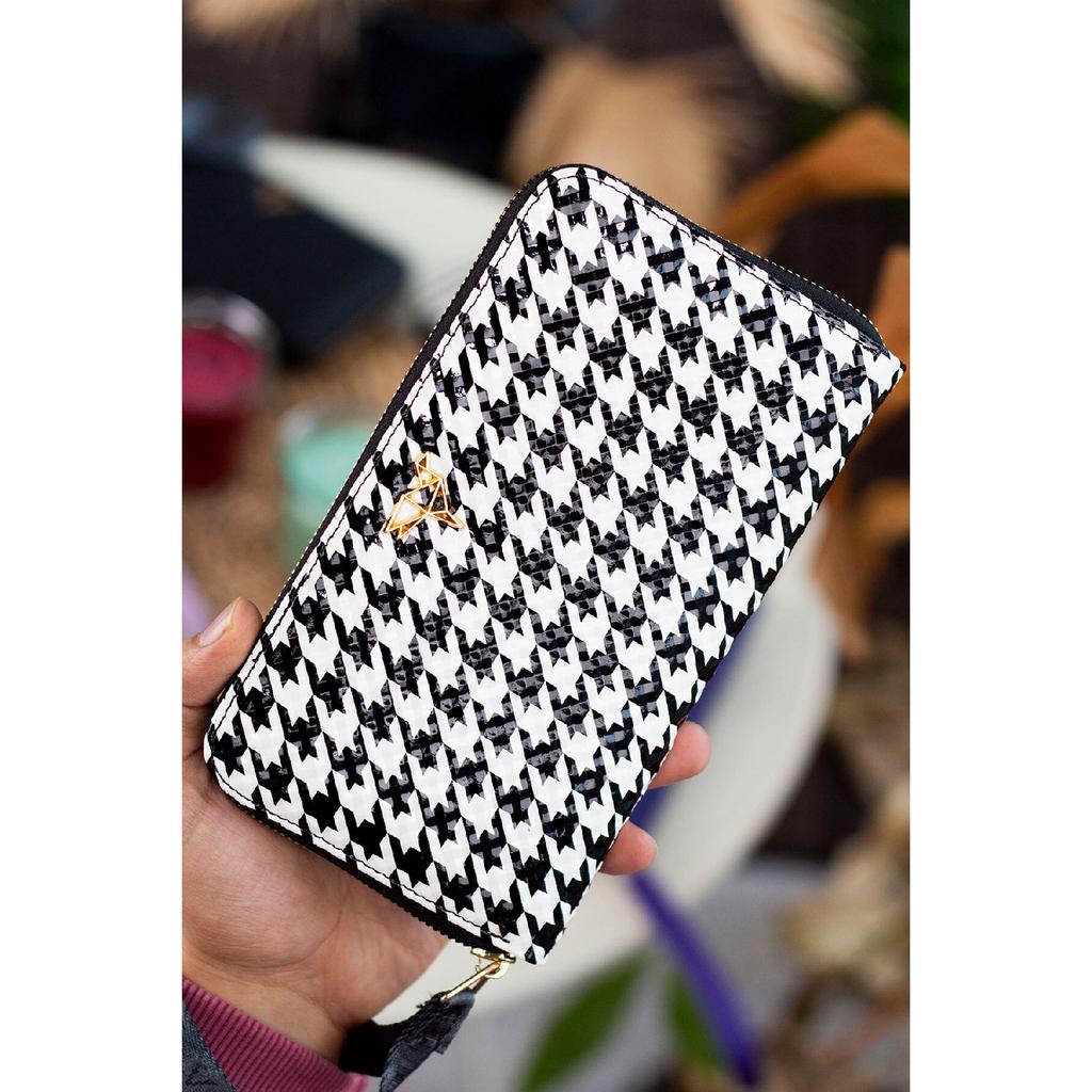 Rukojeť na zápěstí Tilburg Vzor pletení ze slámy Švestková Fialová Portfolio Peněženka s velkým množstvím držáku na karty