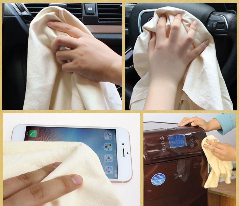 Premium Chamois Leather Car Cleaning Cloth - Ideal for Windows, Streak-Free, Non-Peeling