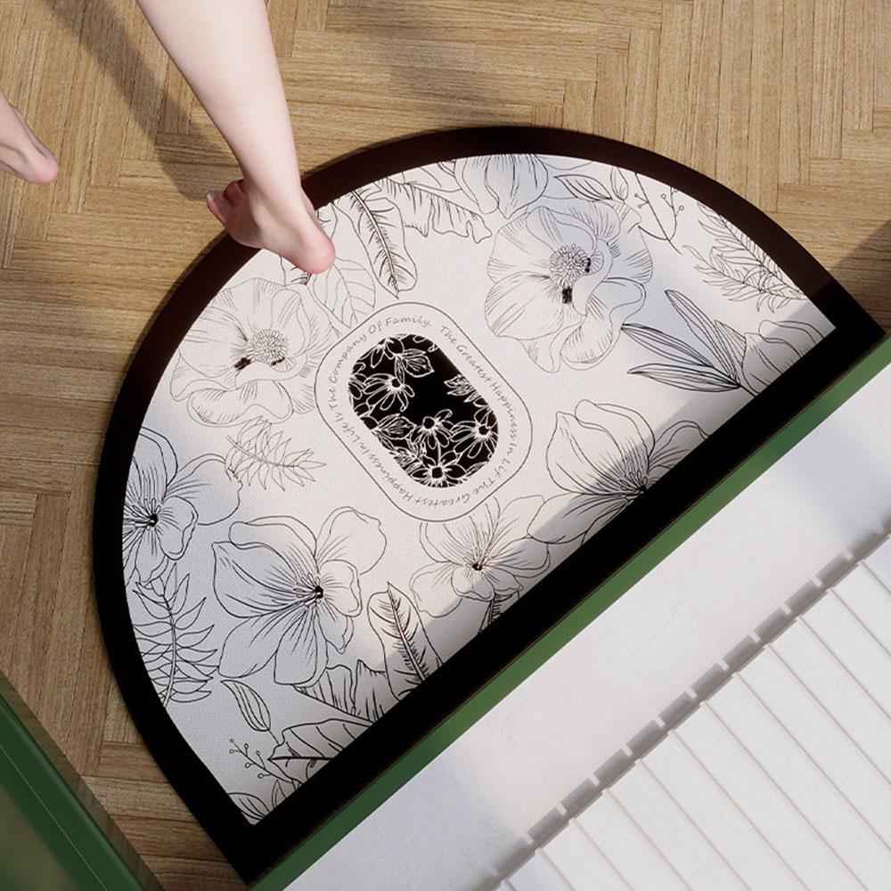 

Противоскользящий коврик для входной двери, нескользящие впитывающие кристальные бархатные коврики, декоративные ретро-ковры для ванной и кухни 40x60cm чёрный