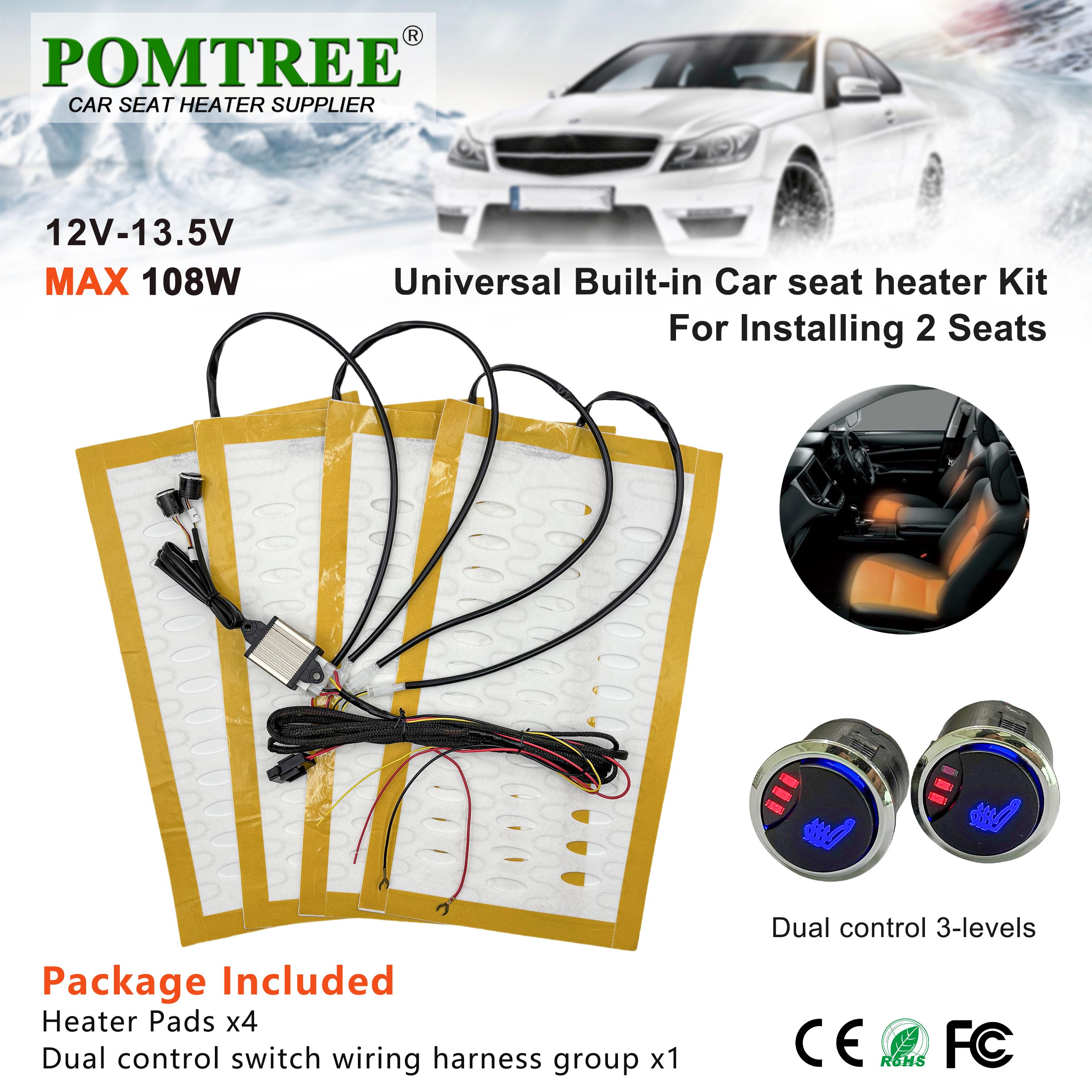 Universal Built-In Car Seat Heater Kit,Include 4pcs Alloy Wire Heating Pads Dual Control Switch,Ride Comfortably in Cold Weather Universal Model A
