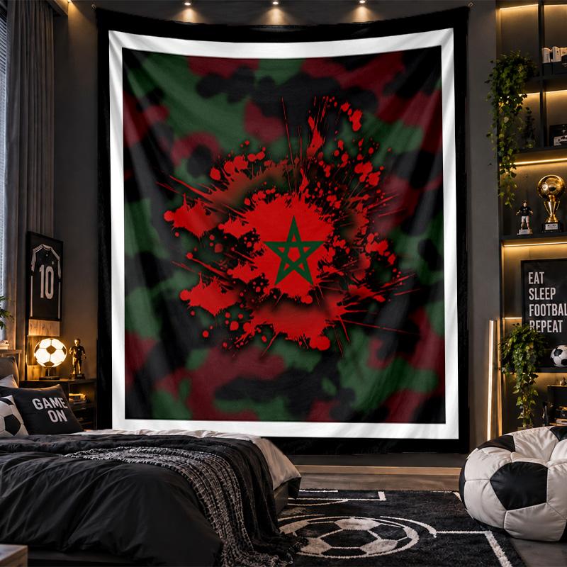 Wall Hanging Tapestry Morocco Football Print Cloth for Living Room Bedroom Home Decor