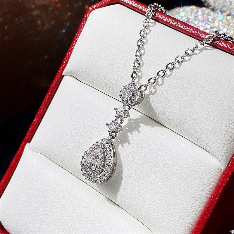 Huitan Newly Designed Wedding Accessories Women's Pendant Necklace with Brilliant CZ Temperament Sweet Bridal Marriage Jewelry