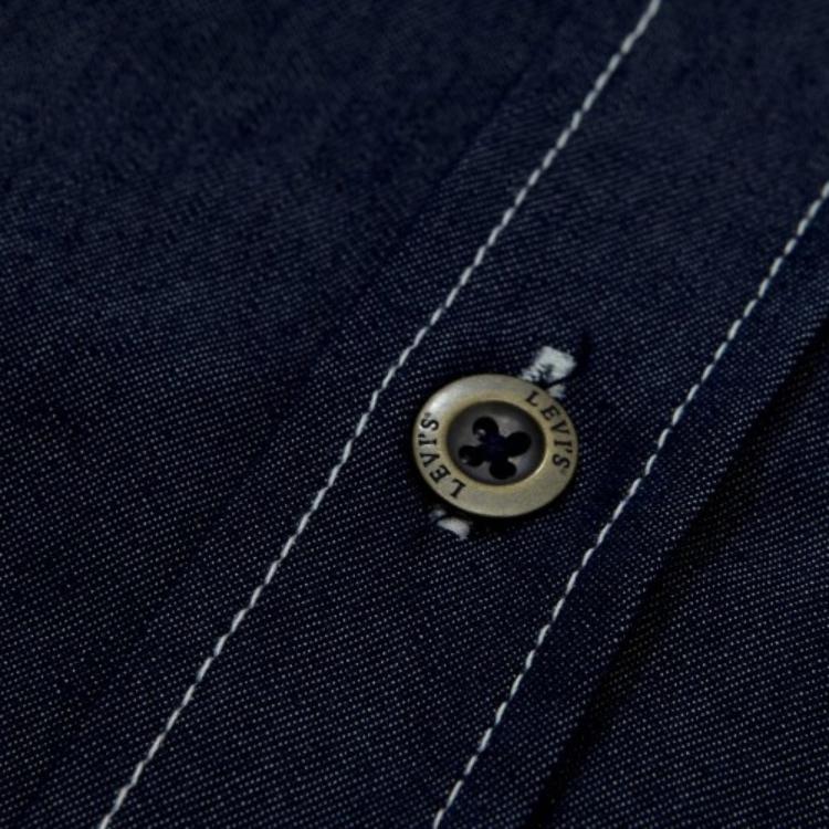 Levis FW22 Logo Print Single-Breasted Faux Two-Piece Long Sleeve Shirt Men shirts Blue A5192-0000